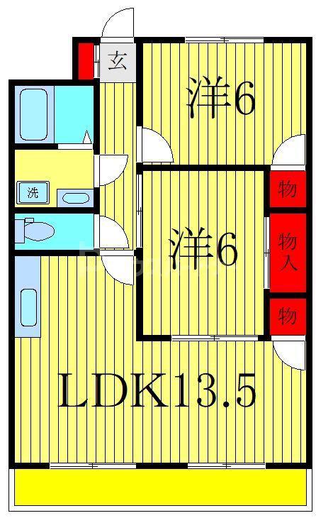 第1パークマンション西原(2LDK/3階)の間取り写真