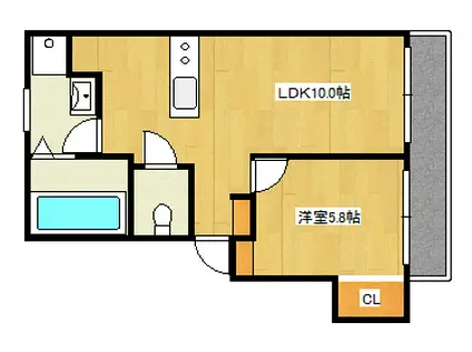 ハイツ77(1LDK/1階)の間取り写真