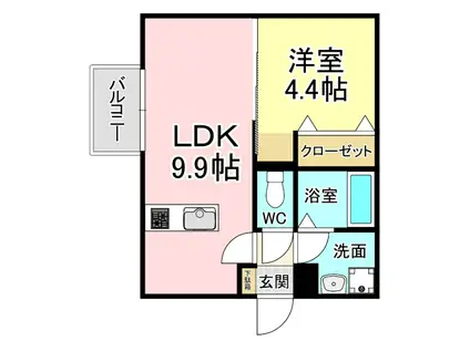 ヴェルジェ深田V(1LDK/1階)の間取り写真