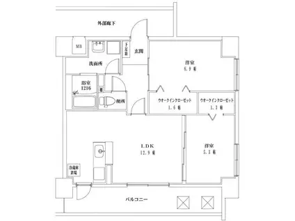 F・STAGE江平 イースト(2LDK/9階)の間取り写真