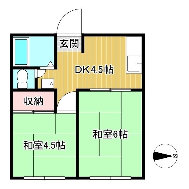 ハイツ下山(2K/1階)の間取り写真