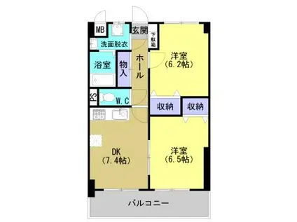 グリーンコート力(2DK/3階)の間取り写真