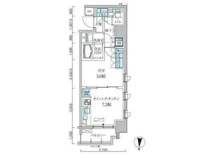 パークアクシス両国馬車通(1DK/4階)の間取り写真