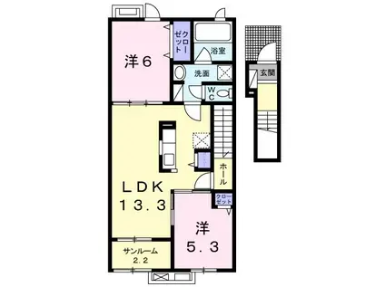 グランリーオ・R II(2LDK/2階)の間取り写真