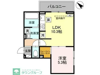 メルヴェーユ(1LDK/2階)の間取り写真