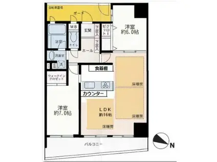 ロワール横浜レムナンツ(2LDK/7階)の間取り写真