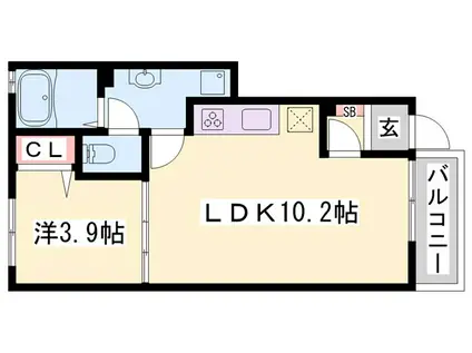 カプラン飾磨II(1LDK/1階)の間取り写真