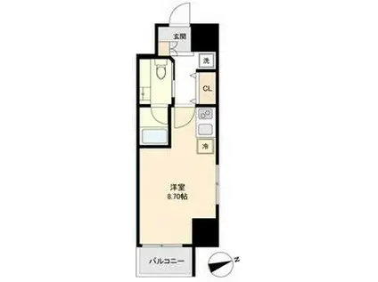 マリオン城西(1K/5階)の間取り写真