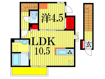 フェリーチェ奏の杜(1LDK/2階)の間取り写真