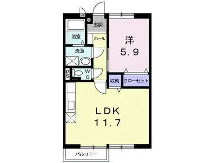 メゾンド・グランヒルズ(1LDK/2階)の間取り写真