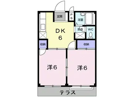 サンハイツA(2DK/1階)の間取り写真