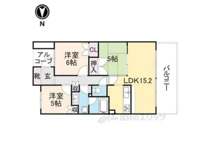 ブリリア京都山科(3LDK/2階)の間取り写真