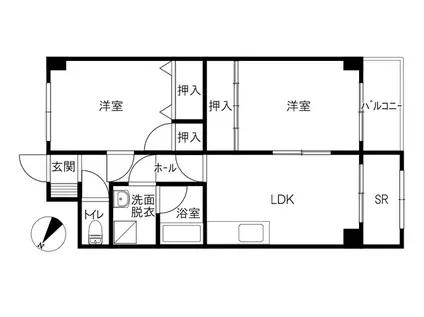 ミルキーウェイ(2LDK/2階)の間取り写真