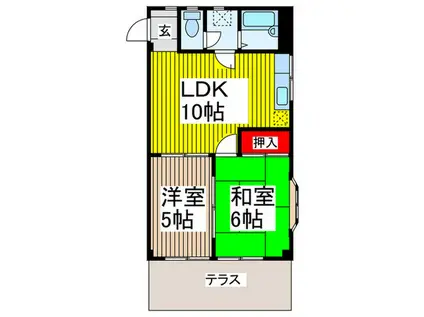 ドミール与野(2LDK/1階)の間取り写真