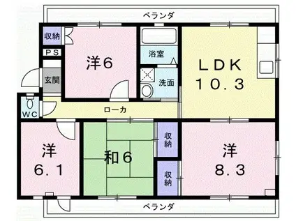 コーポT142(4LDK/2階)の間取り写真