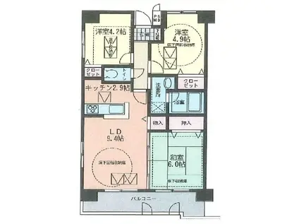ボンヌ・シャンス(3LDK/1階)の間取り写真