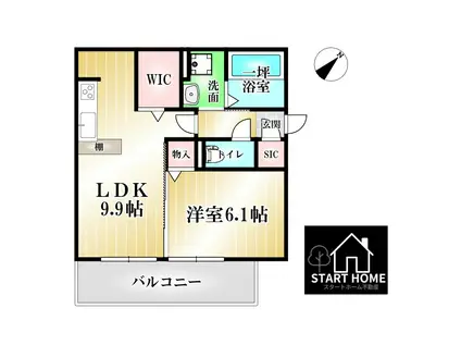 アムール21 F棟(1LDK/1階)の間取り写真