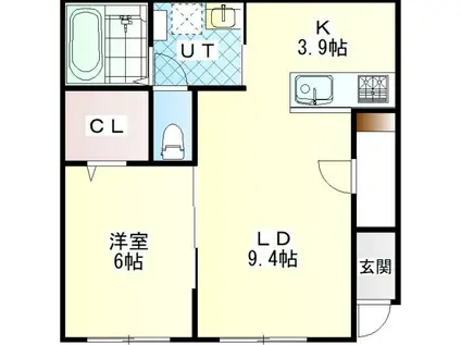 ＪＲ根室本線 帯広駅 徒歩12分 3階建 築1年(1LDK/1階)の間取り写真