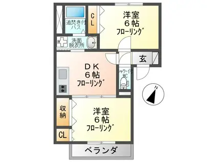 メゾンアプリコット(2DK/1階)の間取り写真