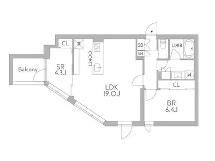 GRANDUO中野7(1SLDK/2階)の間取り写真