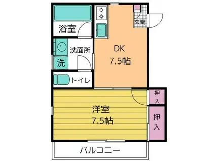 セブンマンション(1DK/1階)の間取り写真