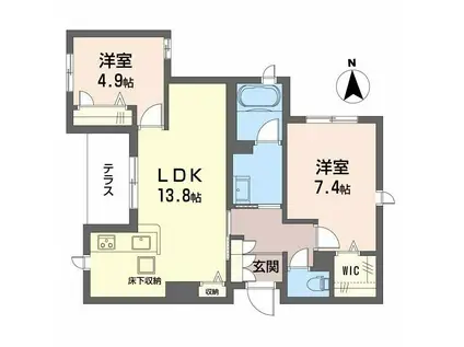 シャーメゾン ソレイユ(2LDK/1階)の間取り写真