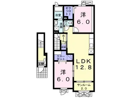 セイバリー ヴィラ(2LDK/2階)の間取り写真