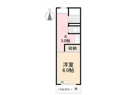 サンハイツ茜I(1K/2階)の間取り写真