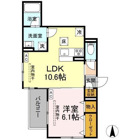 パラディーゾ湘南(1LDK/1階)の間取り写真
