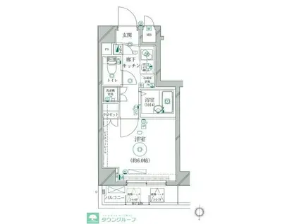 リクレイシア菊川(1K/5階)の間取り写真