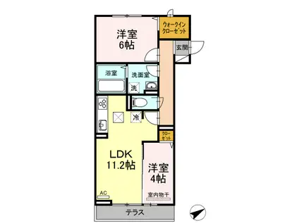 ジェルメII(2LDK/1階)の間取り写真