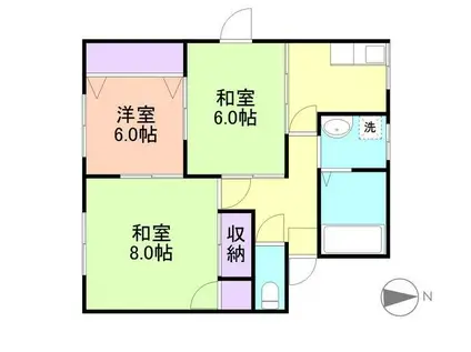 ヴィラたかつみII(3DK/1階)の間取り写真