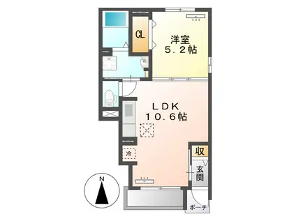 セレノ Ⅰ(1LDK/1階)の間取り写真