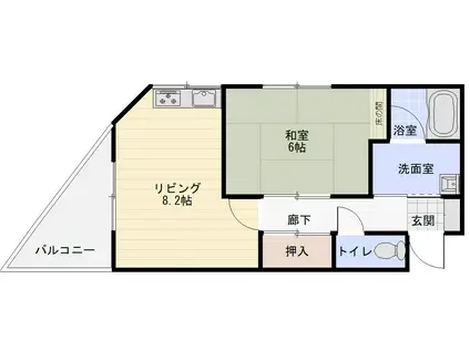 桜ガーデン(1LDK/2階)の間取り写真