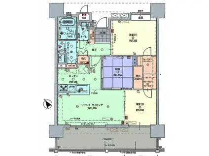 プレサンスロジェ上間レーヴ(3LDK/15階)の間取り写真