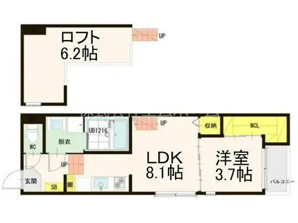 アオトゥーレ尾頭橋(1LDK/1階)の間取り写真