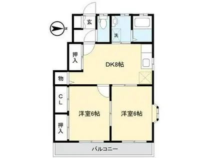 ラ・フォーレ122(2DK/1階)の間取り写真