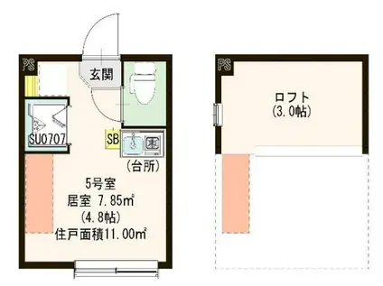 ハーモニーテラスルクス千川(ワンルーム/1階)の間取り写真