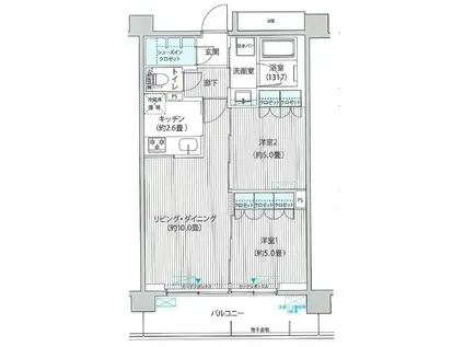 カリーチェ八潮(2LDK/2階)の間取り写真