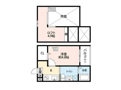 LA TERRE庄内通(1K/1階)の間取り写真