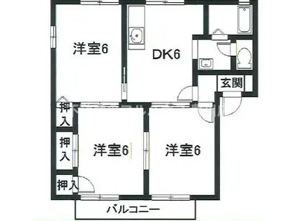 エコルエスト C棟(3DK/1階)の間取り写真