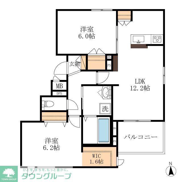 THE RITZ 中柴(2LDK/2階)の間取り写真
