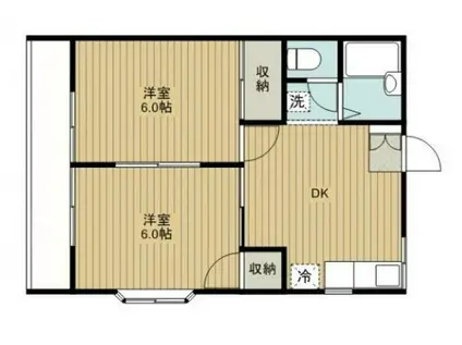 第2フォーブル富士見(2DK/2階)の間取り写真