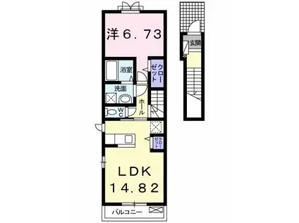グレース コナ I(1LDK/2階)の間取り写真