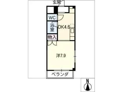 レジデンス川名山(1DK/2階)の間取り写真