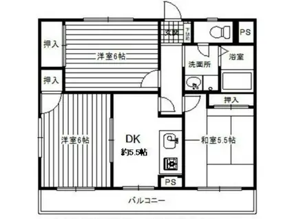 スターマンション(3DK/3階)の間取り写真