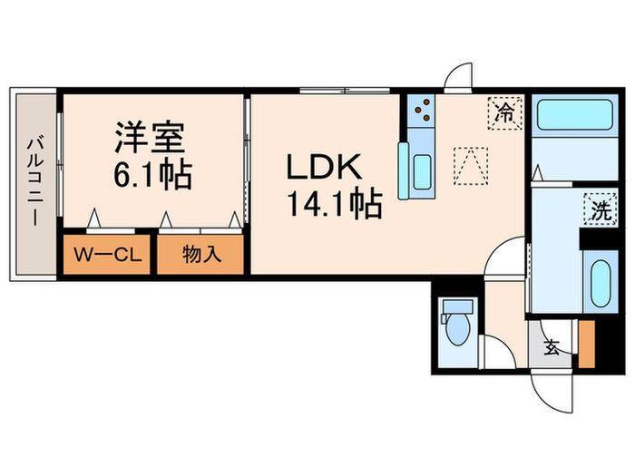 アイル京都八条(1LDK/1階)の間取り写真