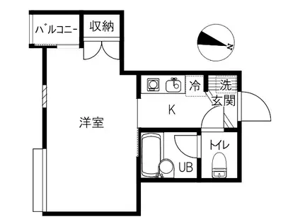 サザンウインドI(1K/2階)の間取り写真