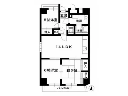 新木谷ビル(3LDK/6階)の間取り写真