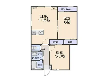 プライムヒルズ(2LDK/1階)の間取り写真